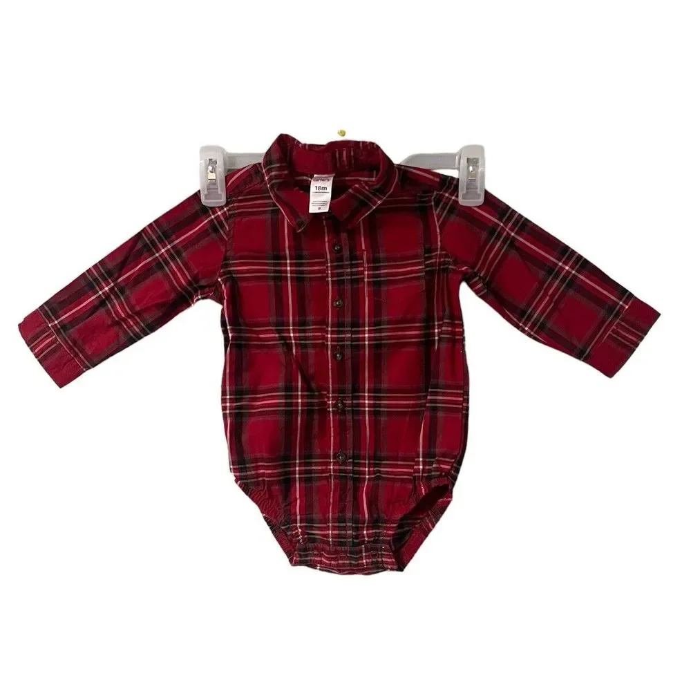 Carter's Boys Plaid Button Up Shirt 18M NWT